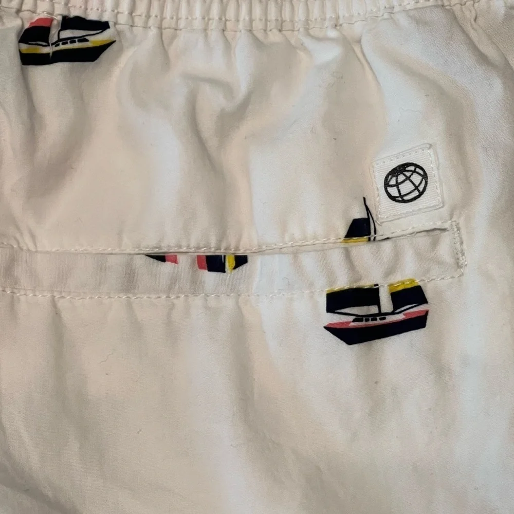 FREE PLANET White Nautical 100% Cotton Sailboat Shorts, Size S